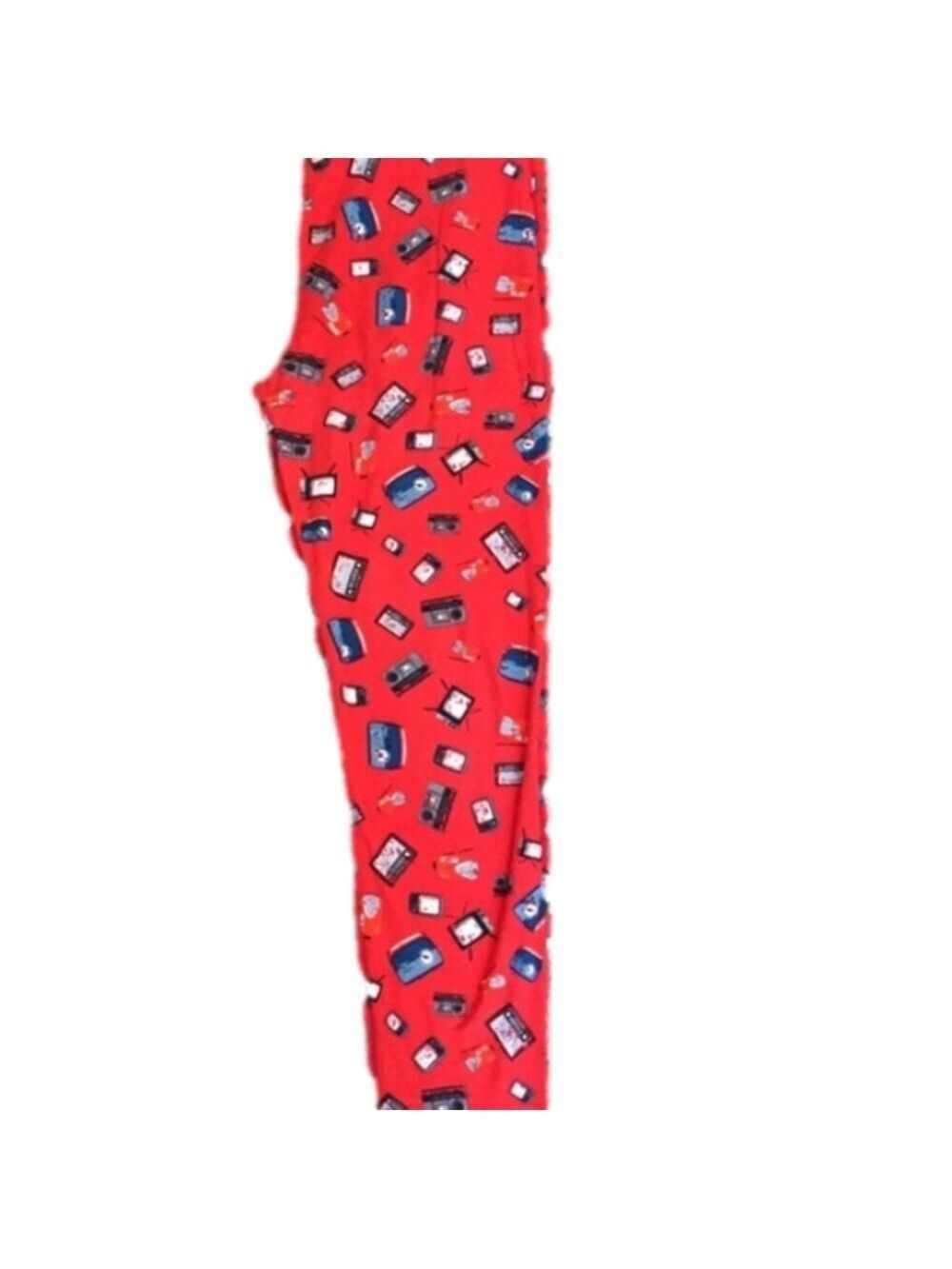 LuLaroe Red Leggings With Radios and Boomboxes NEW - Picture 2 of 7